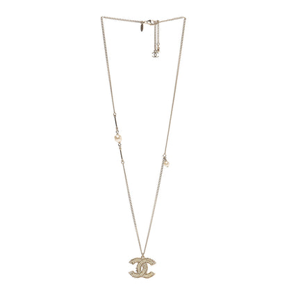 Chanel Crystal Pearl CC Pendant Necklace Gold 3 of 5