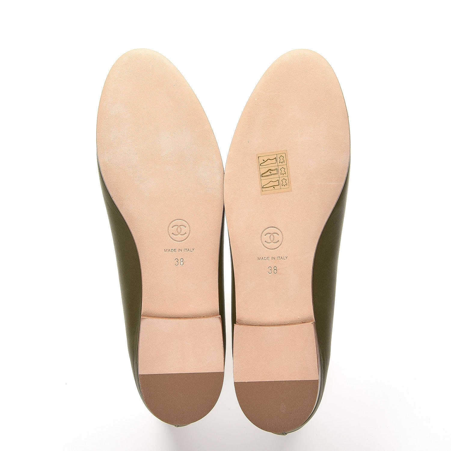 Chanel Lambskin Cap Toe Ballerina Flats 38 Green 5 of 8