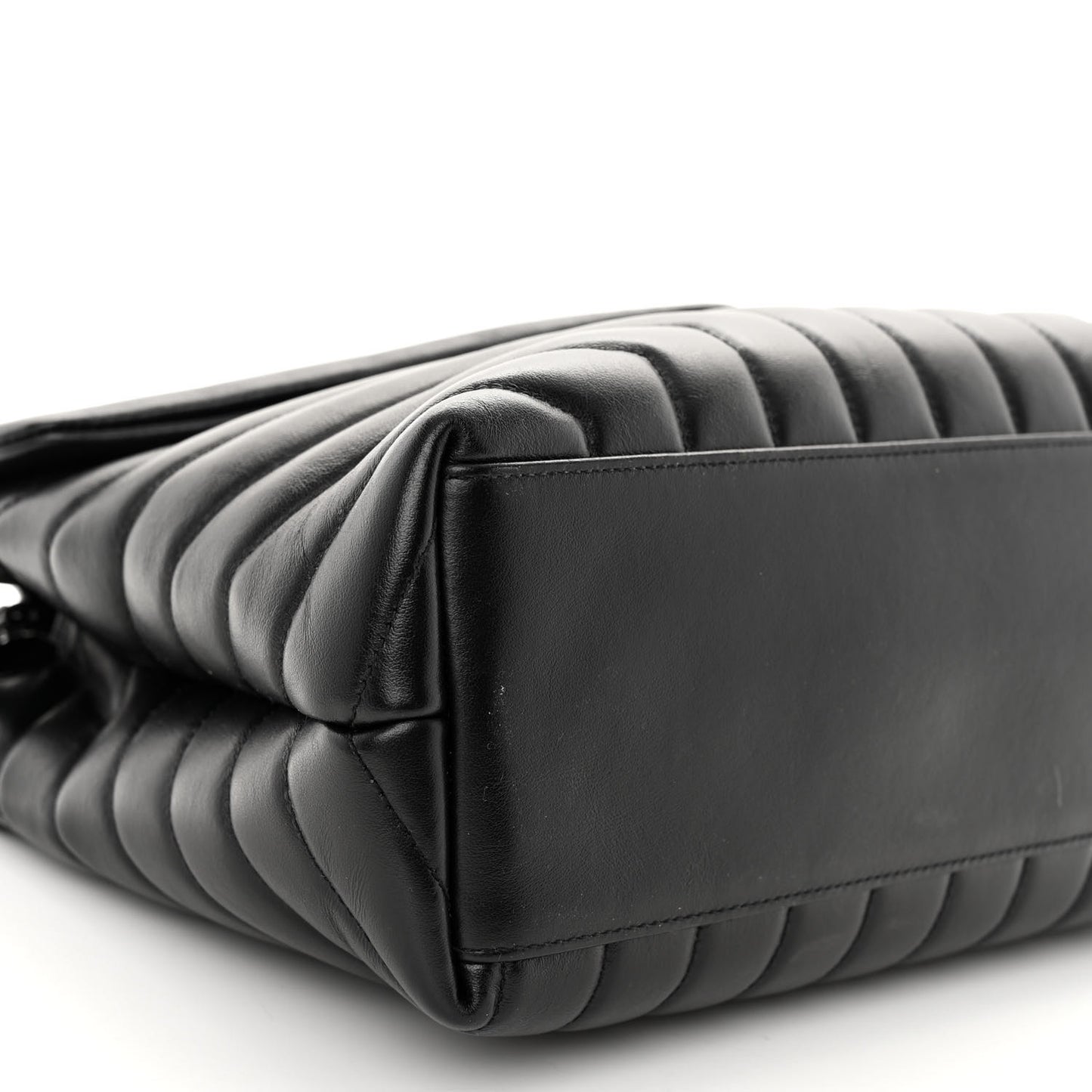 Calfskin Y Quilted Monogram Monochrome Medium Loulou Chain Satchel Black