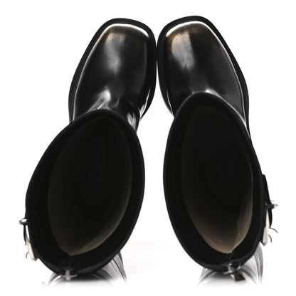 Jimmy Choo Burnished Brushed Calfskin Brooklyn 50 Boots 36.5 Black Gold 2 of 12