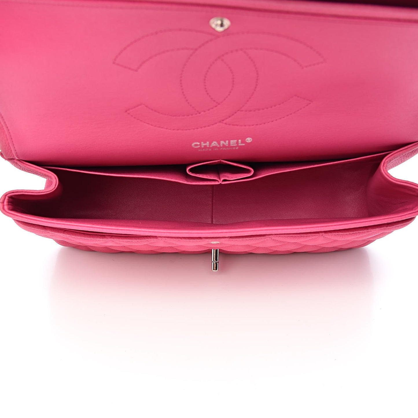 Iridescent Caviar Quilted Jumbo Double Flap Pink