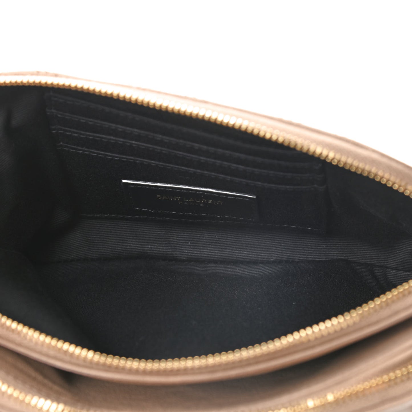 Grained Lambskin Quilted Mini Becky Double Zip Bag Dark Beige