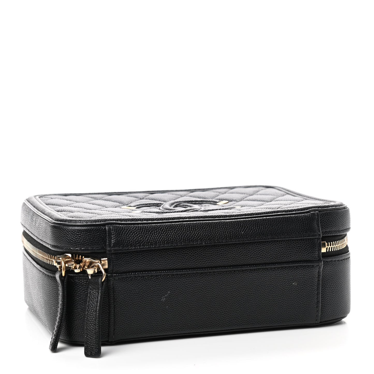 Caviar Quilted Medium CC Filigree Vanity Case Black