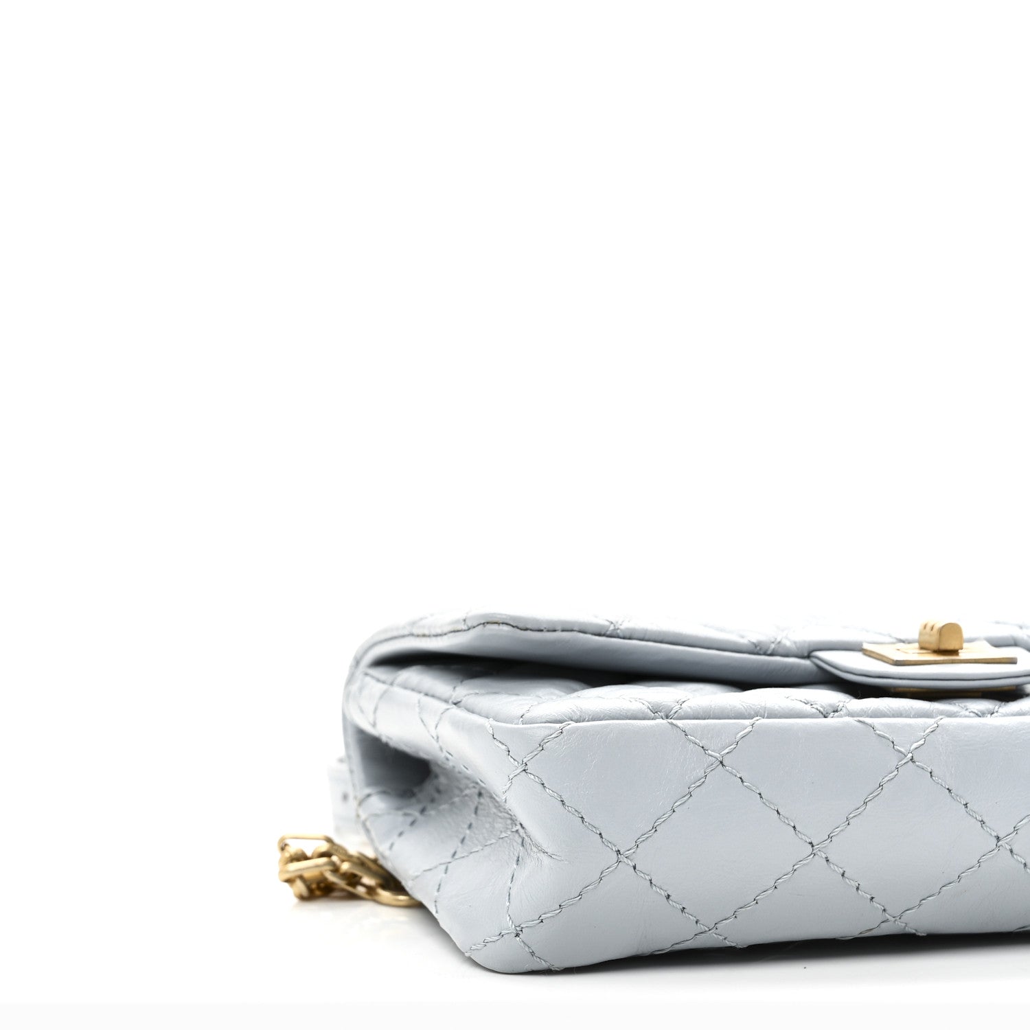Chanel Aged Calfskin Quilted 2.55 Reissue Flap Belt Bag Clutch Light Blue 9 of 11