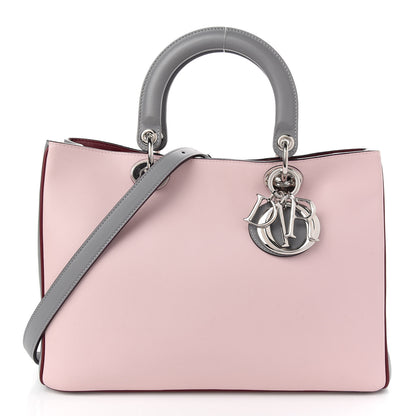 Christian Dior Smooth Calfskin Medium Tri-Color Diorissimo Tote Pink Grey Burgundy 3 of 11