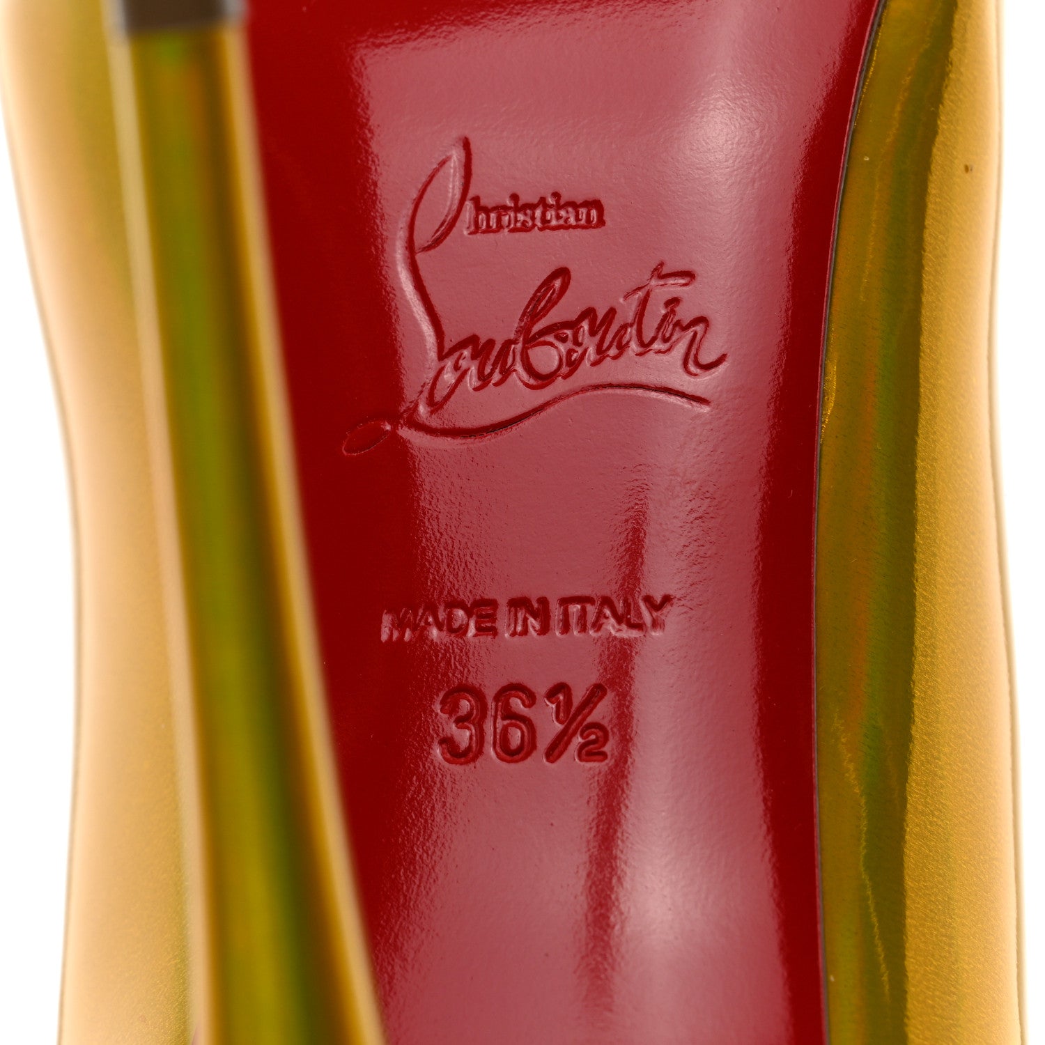Christian Louboutin Metallic Hot Chick 100 Pumps 36.5 Yellow 7 of 8