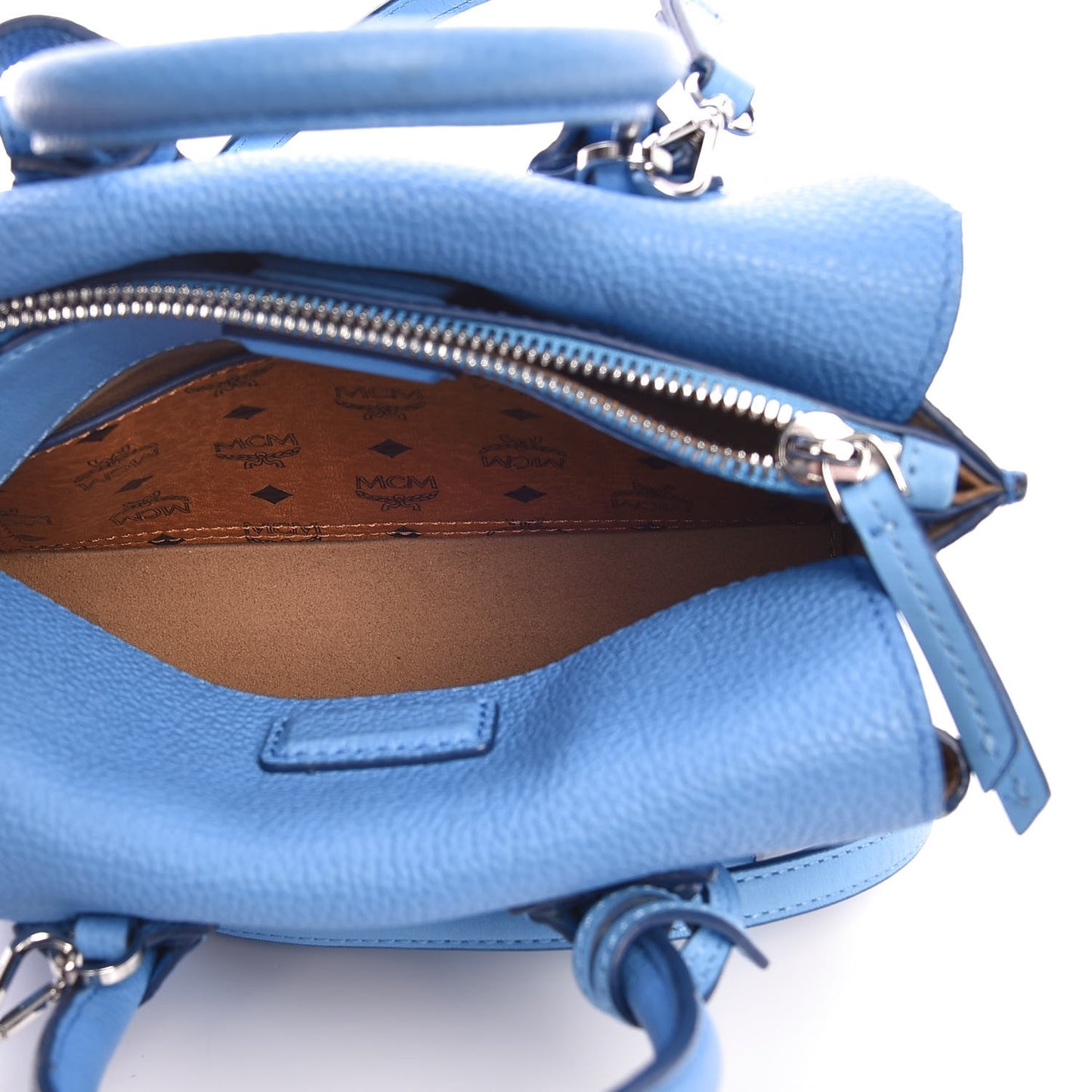 Grained Calfskin Mini Milla Tote Mediterranean Blue
