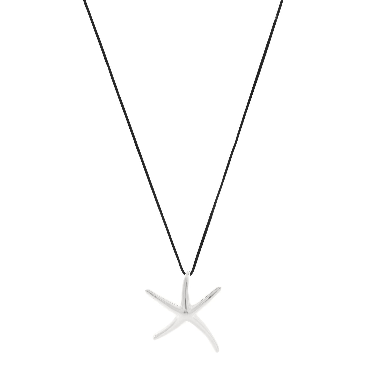 Sterling Silver 42mm Elsa Peretti Starfish Pendant Cord Necklace
