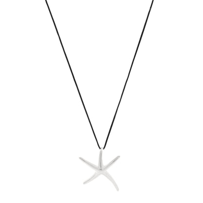 Tiffany Sterling Silver 42mm Elsa Peretti Starfish Pendant Cord Necklace 1 of 5