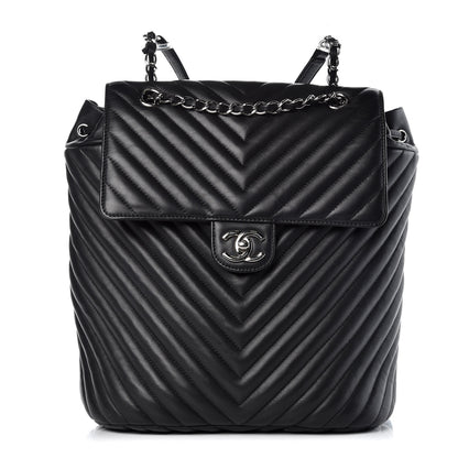 Chanel Calfskin Chevron Quilted Large Urban Spirit Backpack Black 1 of 13