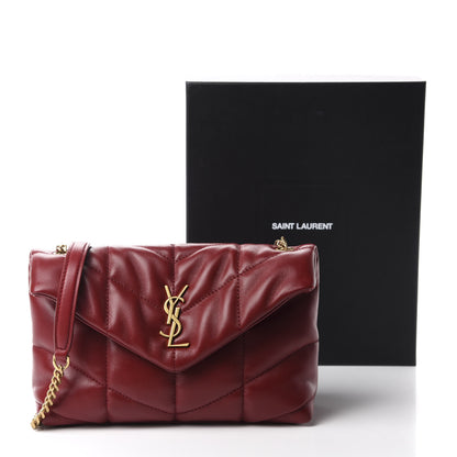 Saint Laurent Lambskin Quilted Toy Loulou Puffer Monogram Chain Satchel Red 12 of 12