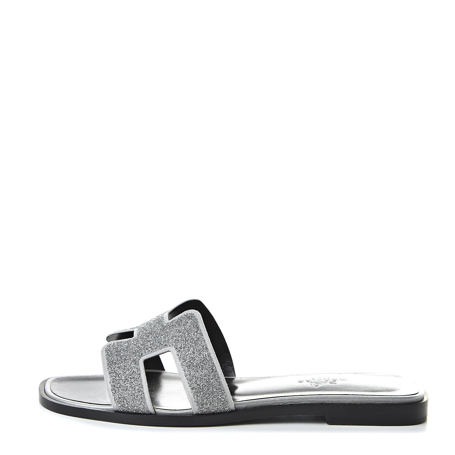 Hermes Suede Goatskin Crystal Powder Oran Sandals 35.5 Argento 1 of 9
