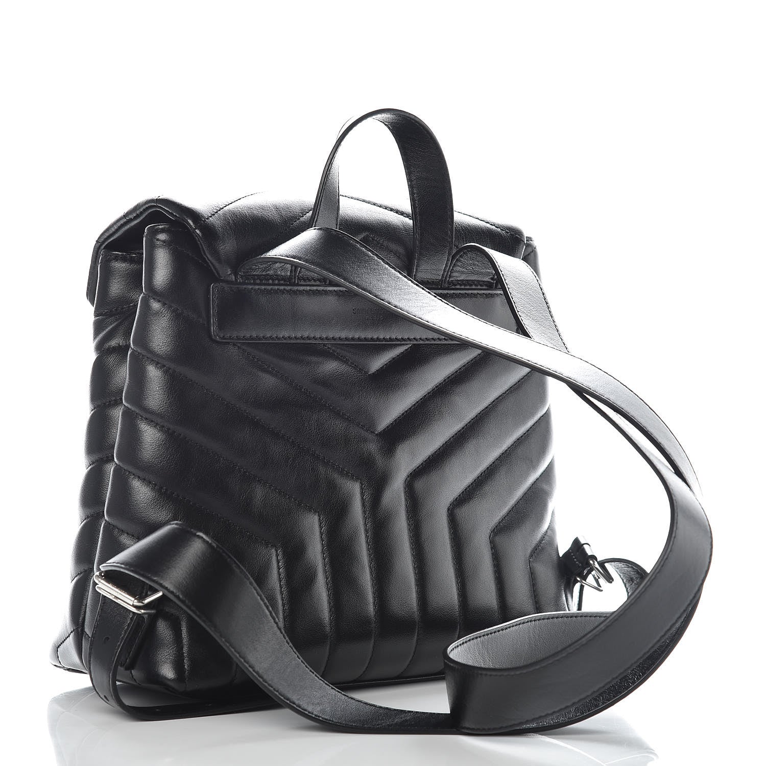 Saint Laurent Calfskin Y Quilted Monogram Small Loulou Backpack Black 3 of 12