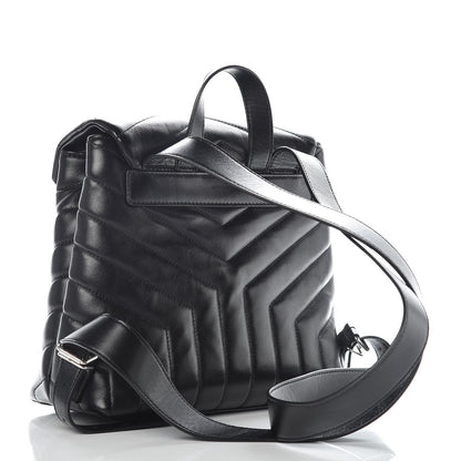 Saint Laurent Calfskin Y Quilted Monogram Small Loulou Backpack Black 3 of 12