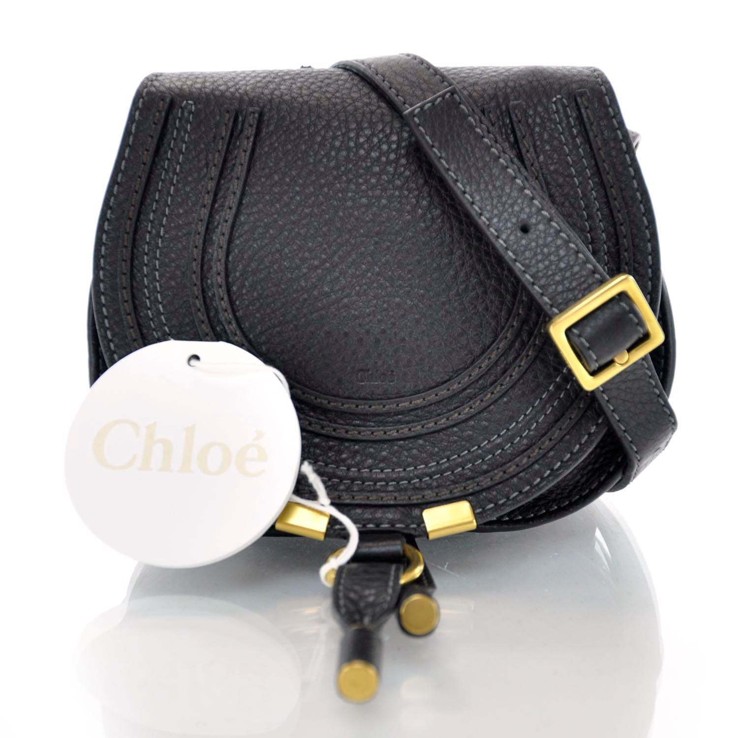 Chloe Leather Marcie Round Crossbody Bag Black 1 of 7