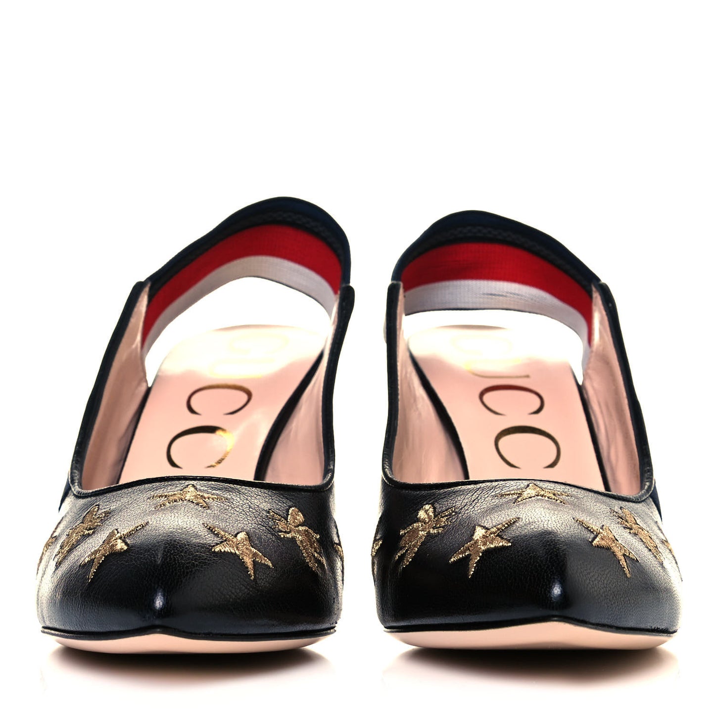 Malaga Kid Web Bee Star Embroidered Sylvie High Heel Slingback Pumps 37.5 Black
