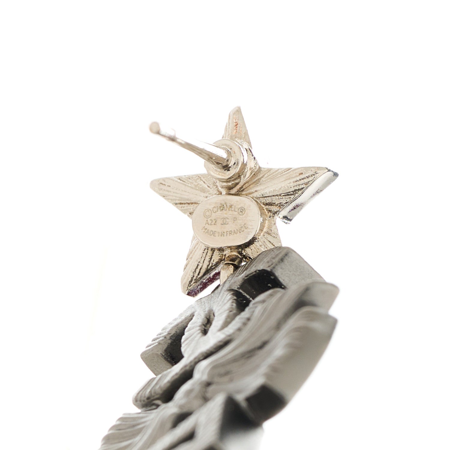 Chanel Crystal CC 5 Bow Pearl Drop Earrings Silver Pearly White 4 of 5