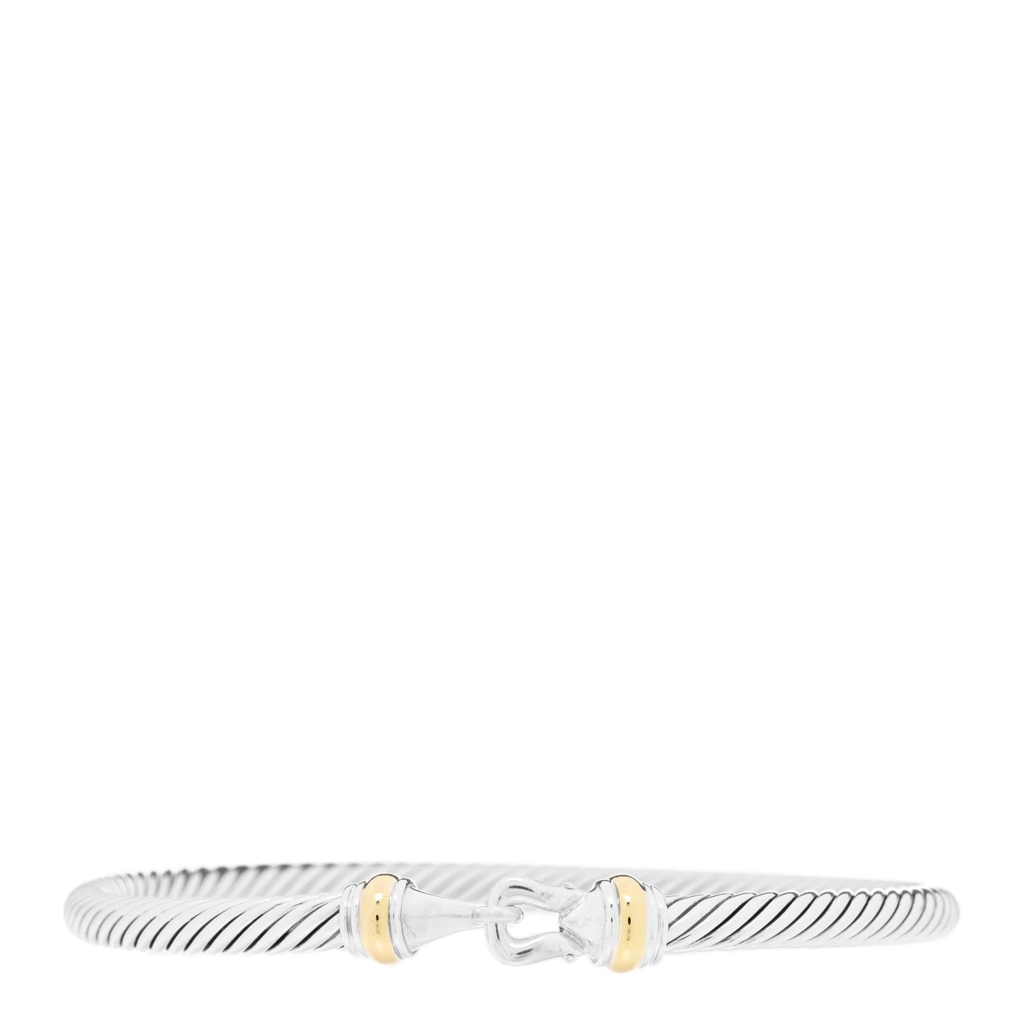 Sterling Silver 18K Yellow Gold 4mm Cable Buckle Bracelet