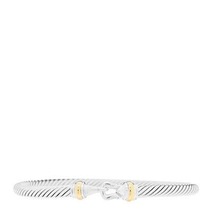 David Yurman Sterling Silver 18K Yellow Gold 4mm Cable Buckle Bracelet 1 of 3