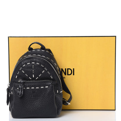 Fendi Cuoio Romano Metal Stitch Mini Backpack Charm Black 7 of 7