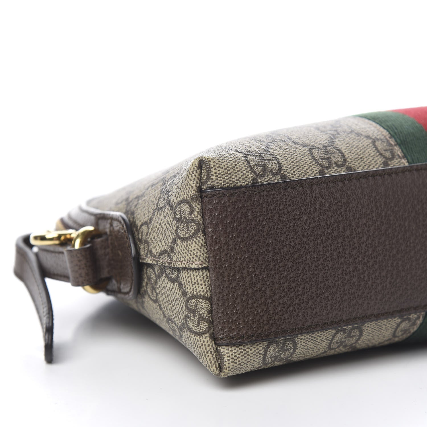 Gucci GG Supreme Monogram Textured Dollar Calfskin Web Small Ophidia Dome Shoulder Bag Beige Ebony New Acero 7 of 9