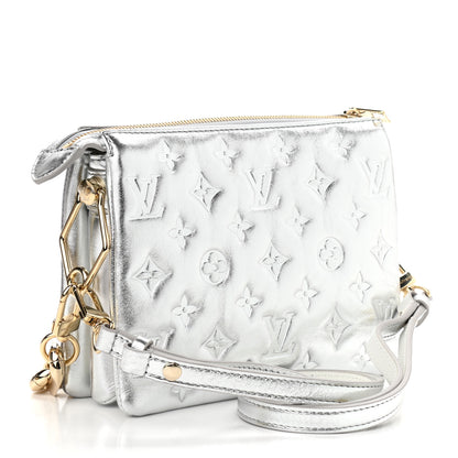 Louis Vuitton Satin Sequin Embroidered Monogram Coussin BB Silver 3 of 9