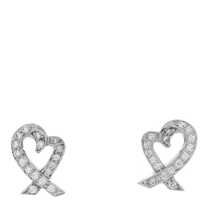 Tiffany Platinum Diamond Loving Heart Earrings 1 of 6