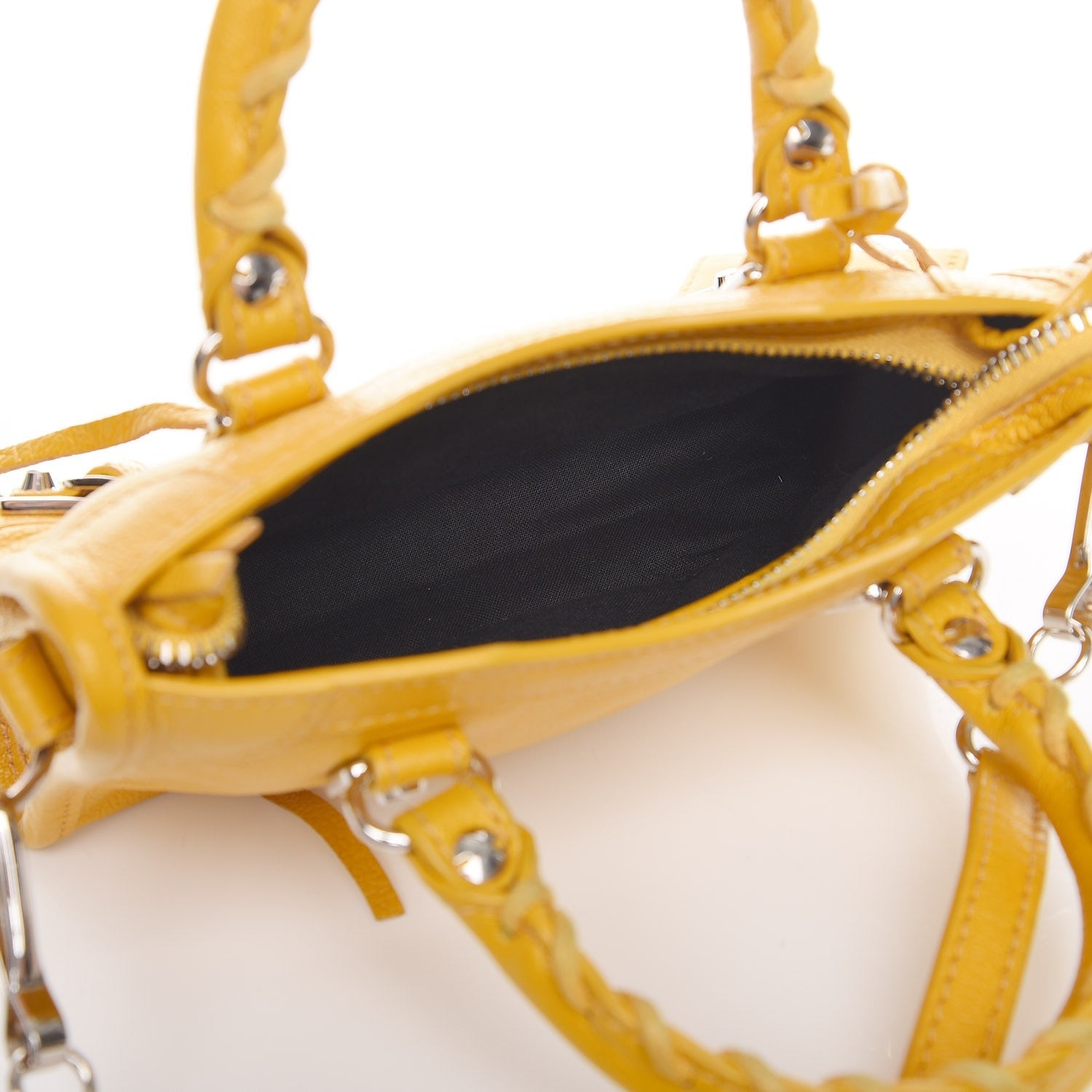 Balenciaga Chevre Silver Metallic Edge Hardware Nano City Jaune Epi 5 of 9