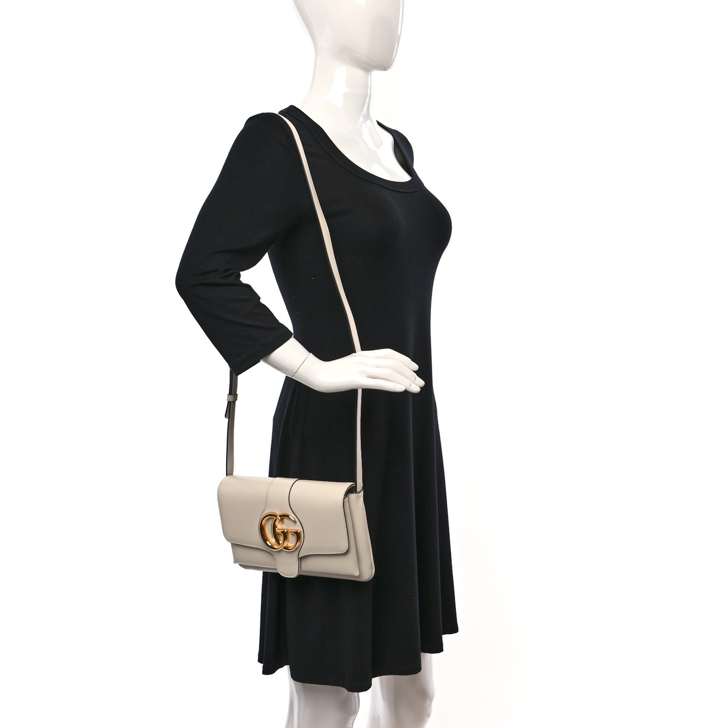 Calfskin Small Arli Flap Shoulder Bag Mystic White