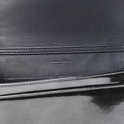 Christian Dior Metallic Patent Micro-Cannage Diorama Wallet on Chain Pouch Onyx Black 6 of 11