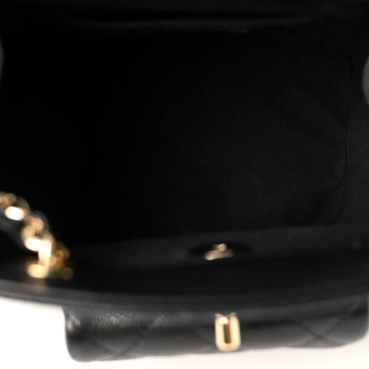 Chanel Shiny Caviar Quilted Small Pockets Drawstring Backpack Black 9 of 19