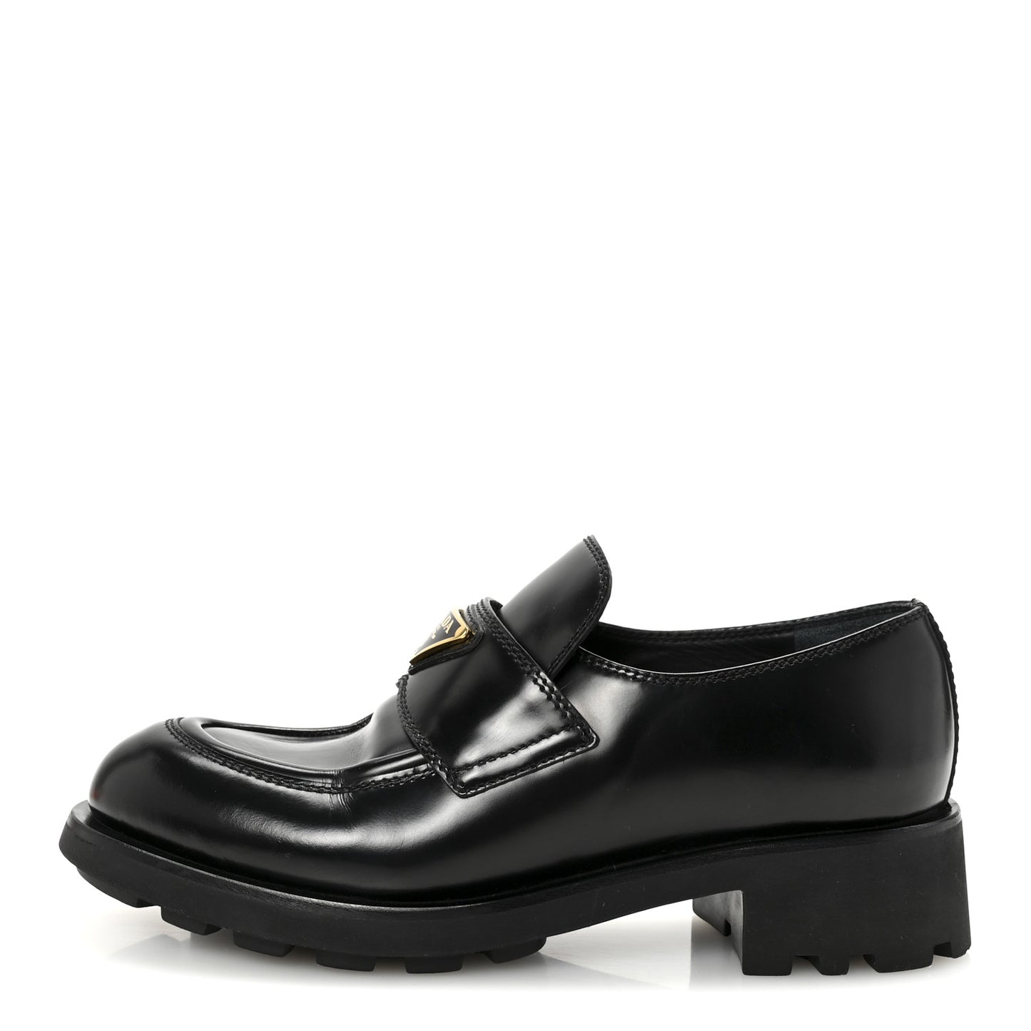 Spazzolato Metal Triangle Logo 50mm Loafers 36.5 Black