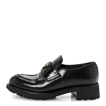 Prada Spazzolato Metal Triangle Logo 50mm Loafers 36.5 Black 1 of 10
