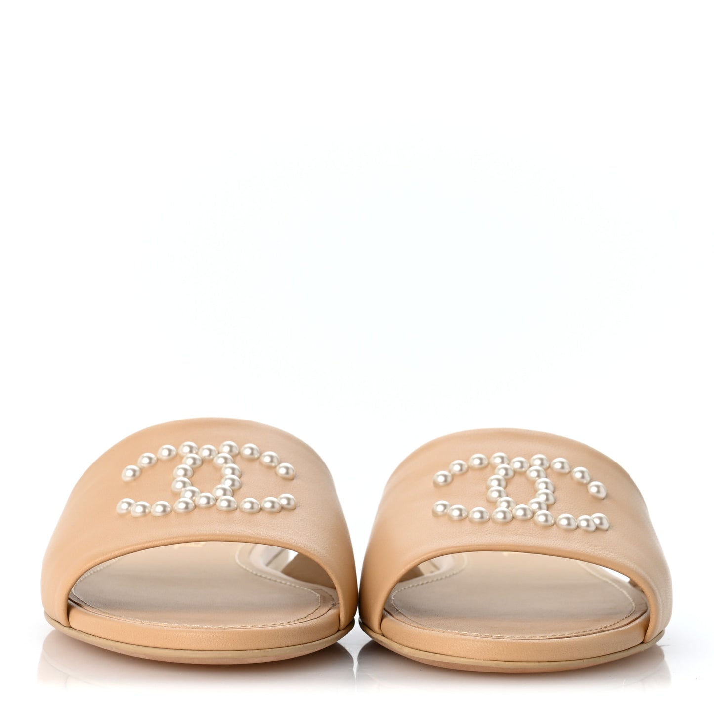 Lambskin Pearl CC Sandals 39 Black