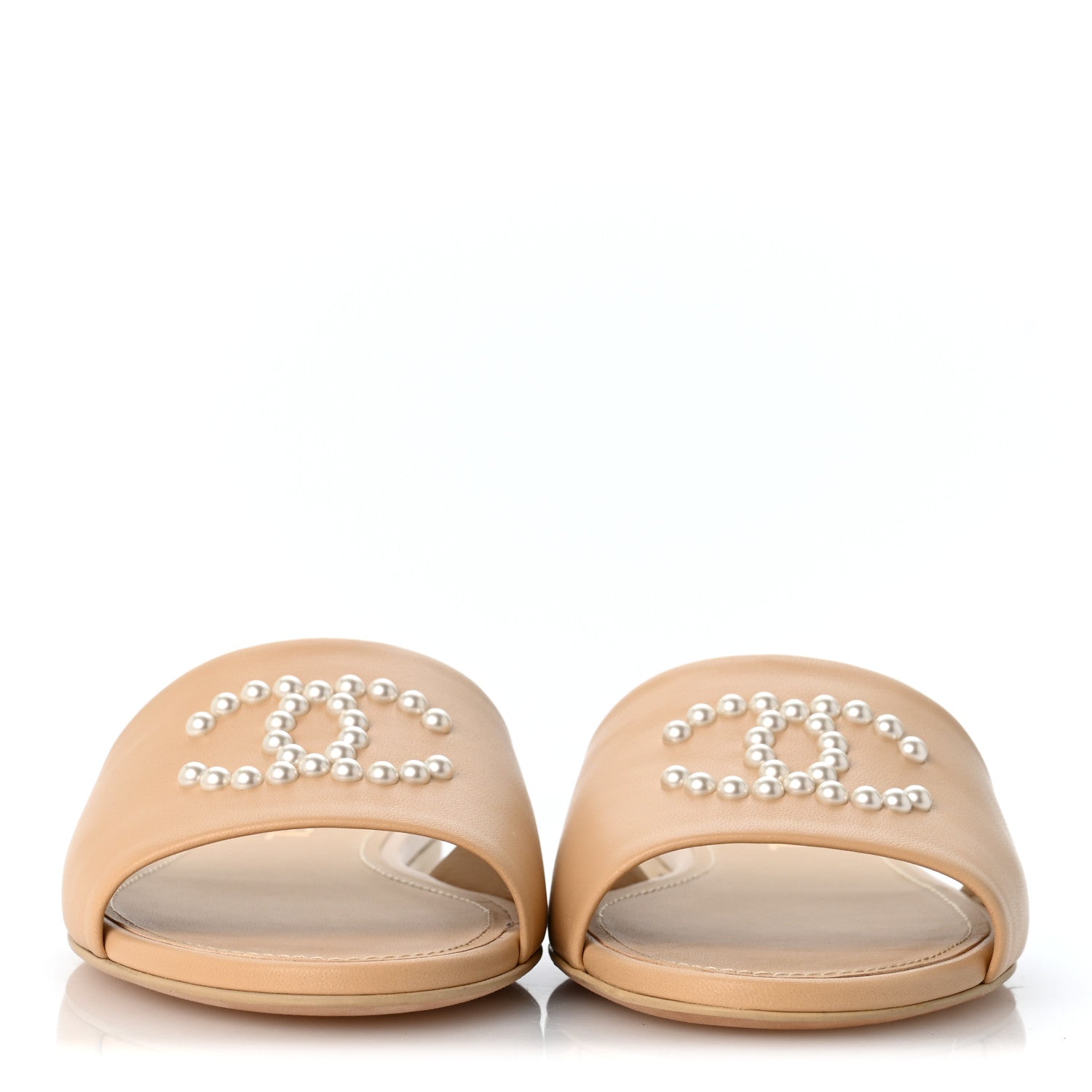 Chanel Lambskin Pearl CC Sandals 39 Black 3 of 10