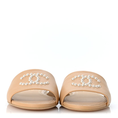 Chanel Lambskin Pearl CC Sandals 39 Black 3 of 10