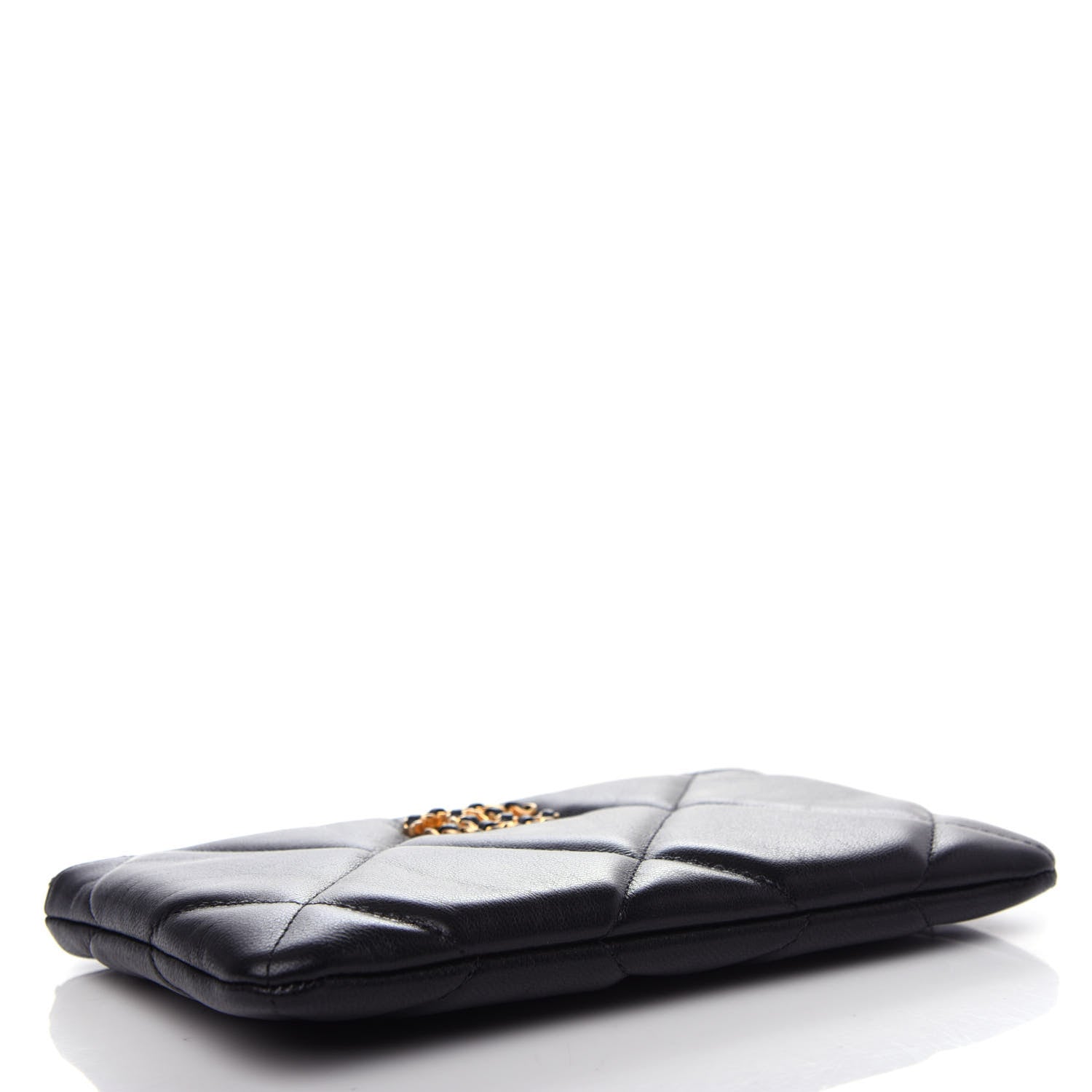 Chanel Shiny Goatskin Quilted Small Chanel 19 Pouch Black 4 of 8