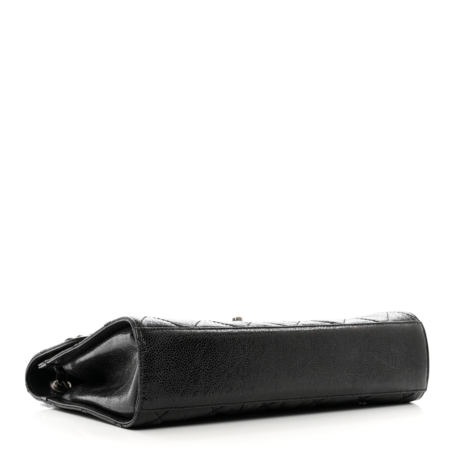 Crumpled Grained Calfskin Medium CC Crave Flap Black