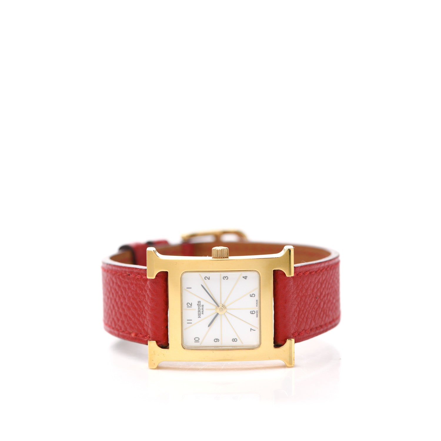 Hermes Stainless Steel Epsom 21mm Heure H Hour Quartz Watch Rouge 2 of 4