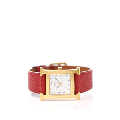 Hermes Stainless Steel Epsom 21mm Heure H Hour Quartz Watch Rouge 2 of 4