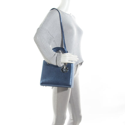 Christian Dior Metallic Patent Micro-Cannage Medium Lady Dior Blue 2 of 7