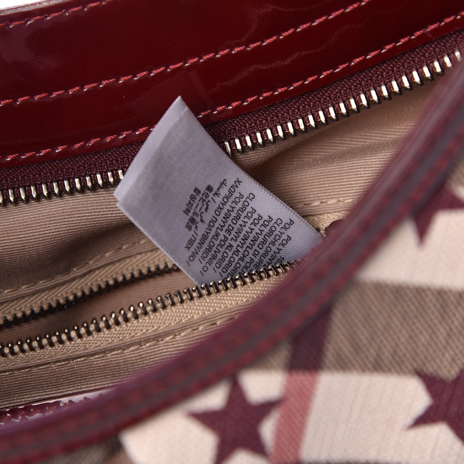 Burberry Patent Supernova Check Stars Small Hernville Hobo Berry Red 9 of 9
