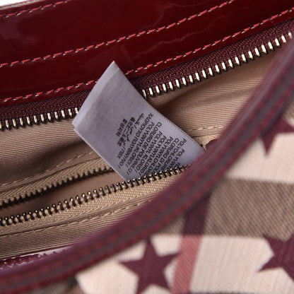 Burberry Patent Supernova Check Stars Small Hernville Hobo Berry Red 9 of 9