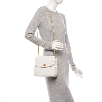 Chanel Caviar Quilted Medium Single Flap White 2 of 13