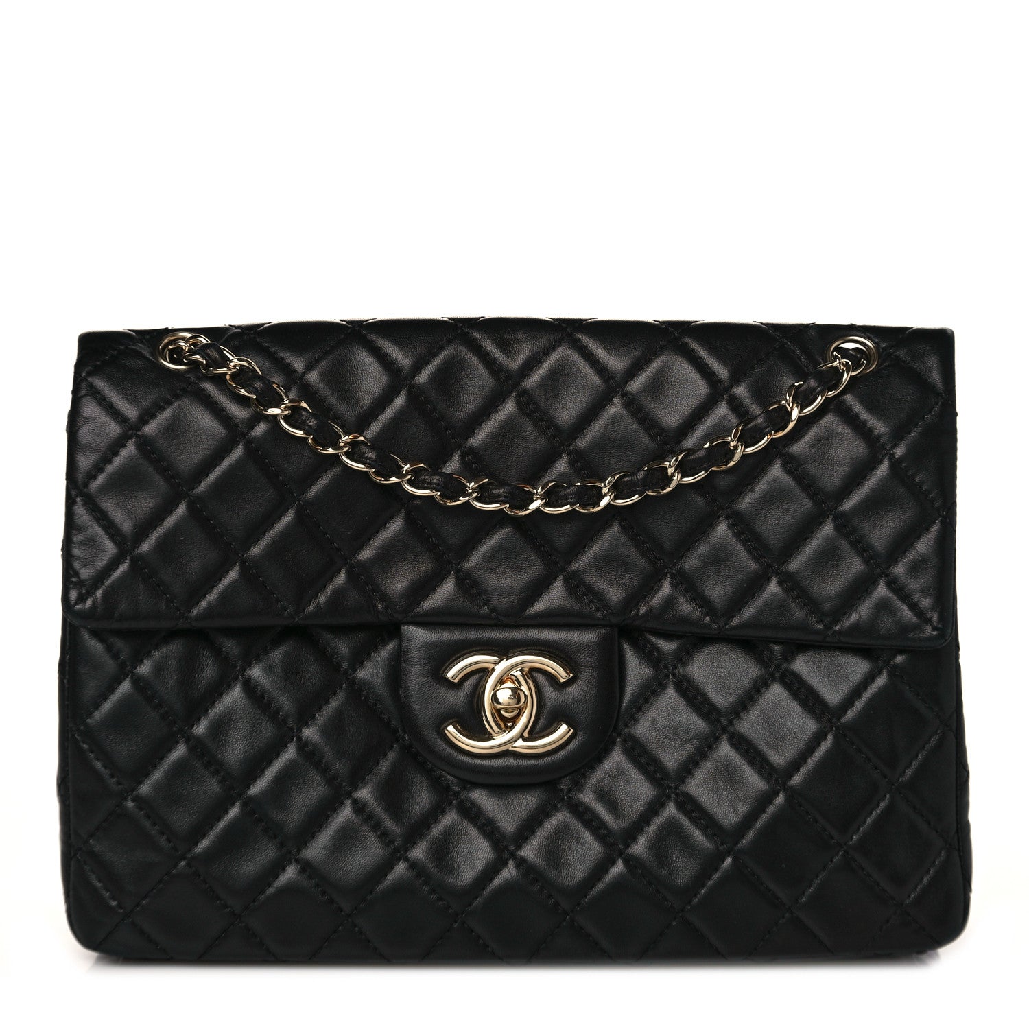 Chanel Washed Lambskin Quilted Maxi Single Flap Black 1 of 9