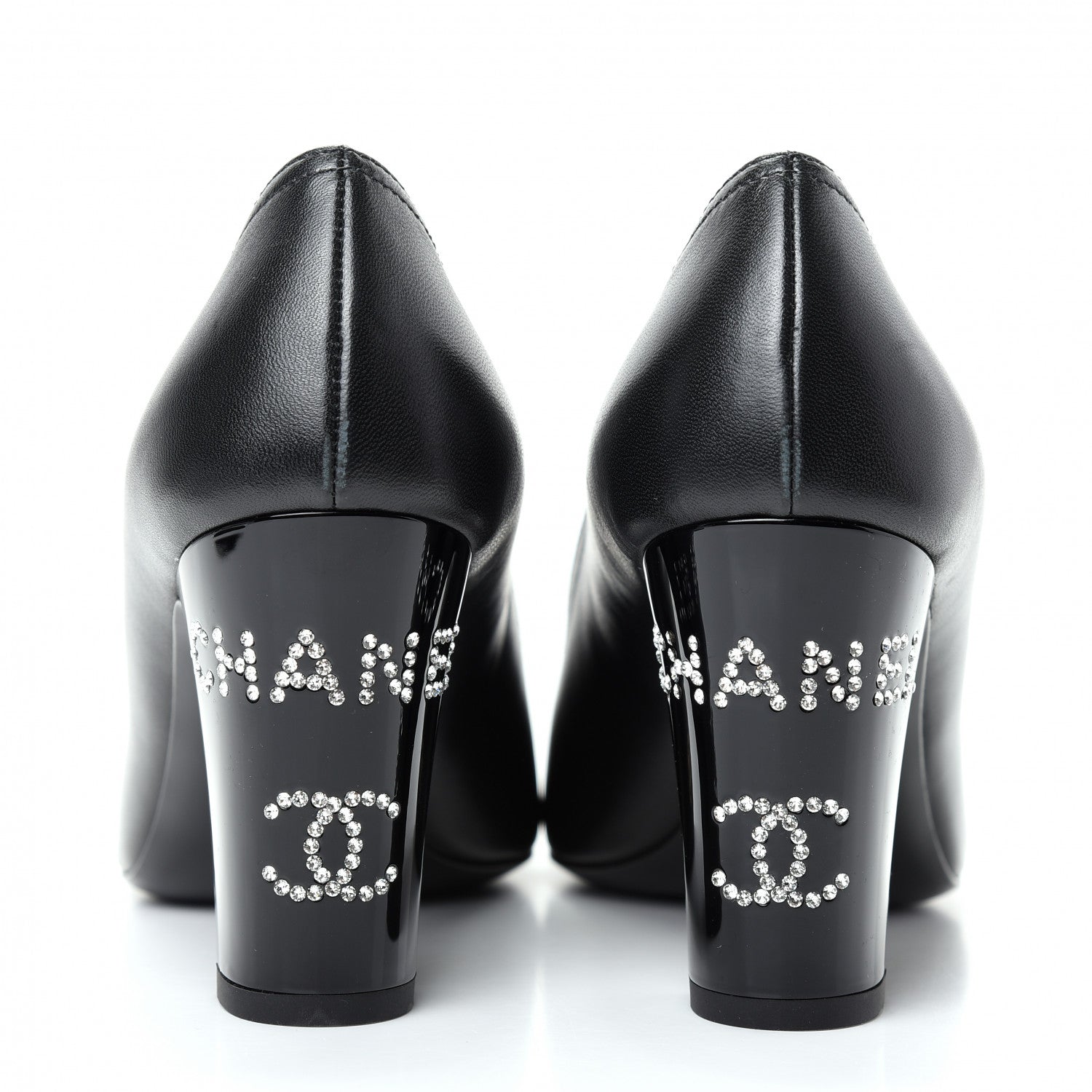 Chanel Calfskin Grosgrain Crystal Cap Toe Logo Pumps 36.5 Black 7 of 9