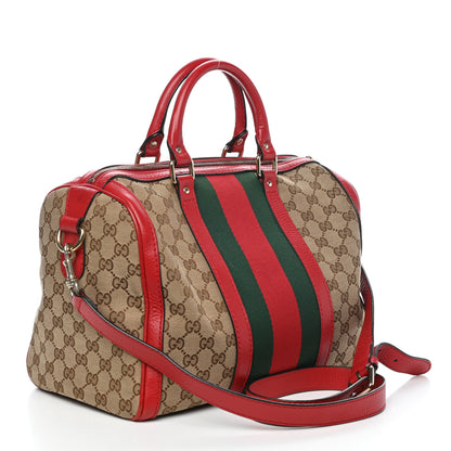 Gucci Monogram Vintage Web Medium Boston Red 3 of 11