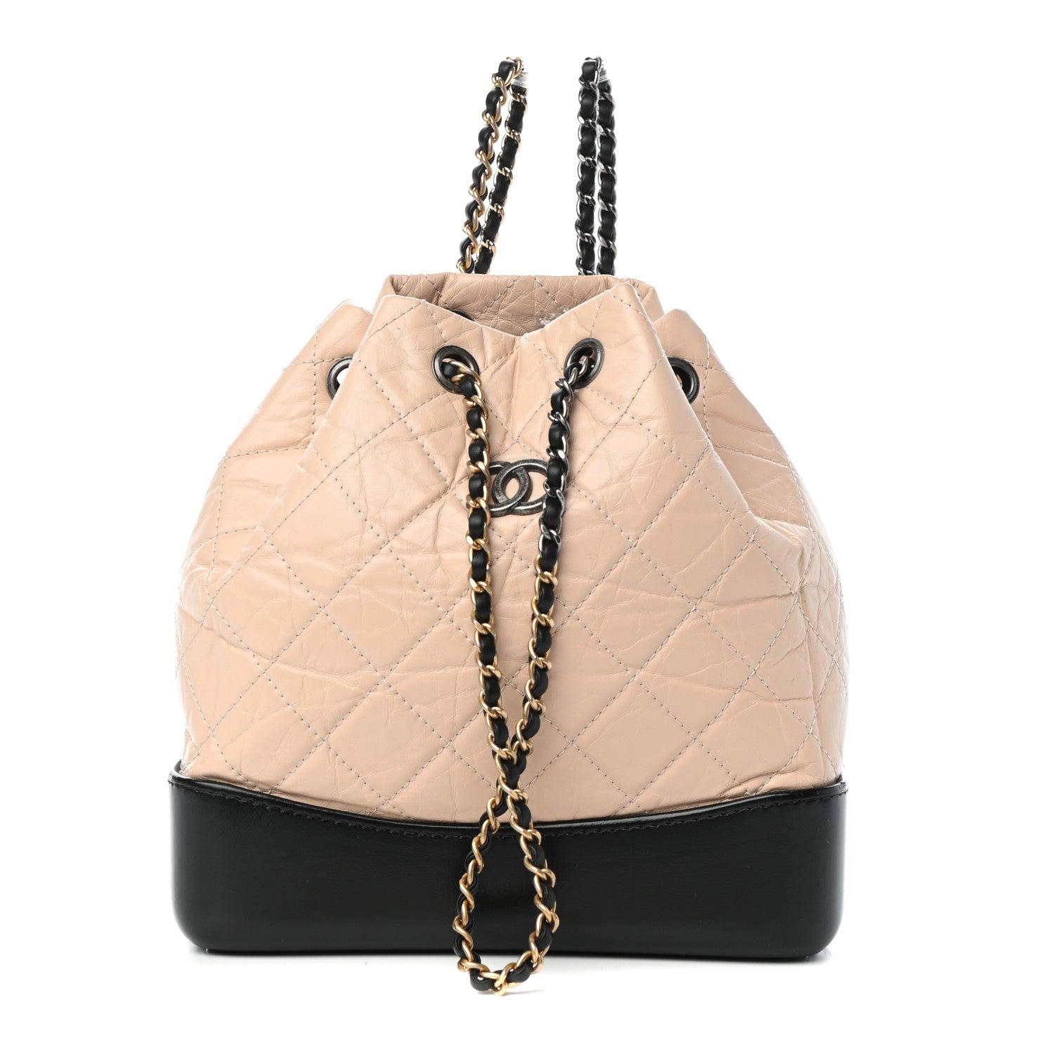 Chanel Aged Calfskin Quilted Small Gabrielle Backpack Beige Black 1 of 10