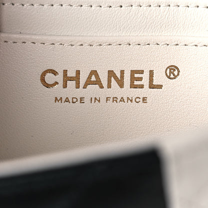 Chanel Lambskin Quilted Mini Rectangular Flap White Black 6 of 13