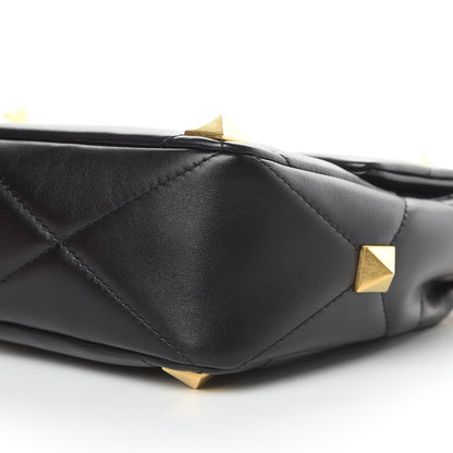 Valentino Garavani Nappa Large Roman Stud Shoulder Bag Black 9 of 10